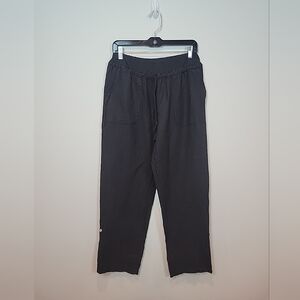 Belle France‎ Linen Pants Pull On Black Women Lightweight Drawstring Pants